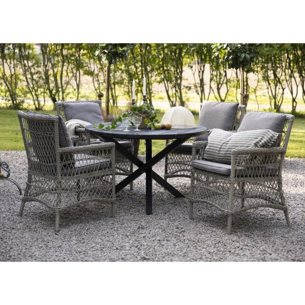 Scottsdale spisebord Ø112 cm - svartbeiset furu Scottsdale spisebord Ø112 cm - svartbeiset furu