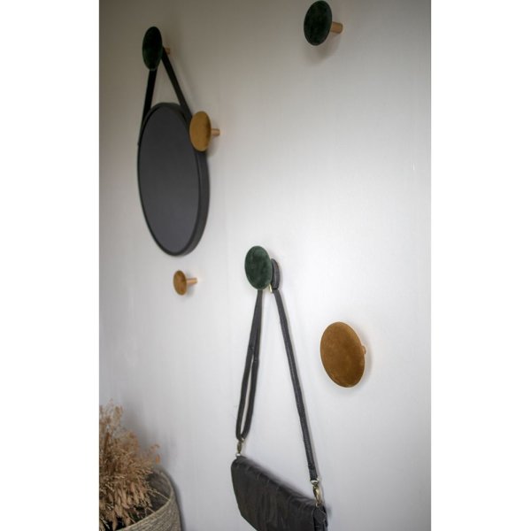 Giza Veggknapper for oppheng - Mørkegrønn / messing - 3 stk Giza Veggknapper for oppheng - Mørkegrønn / messing - 3 stk