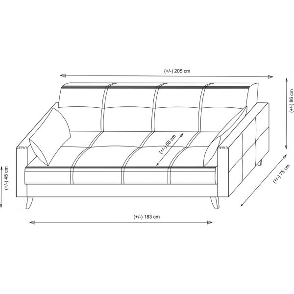 Polya 3-seters sovesofa - Mørkegrå Polya 3-seters sovesofa - Mørkegrå