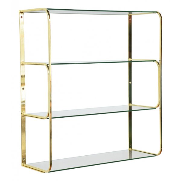 Ellen vegghylle - Messing/Glass