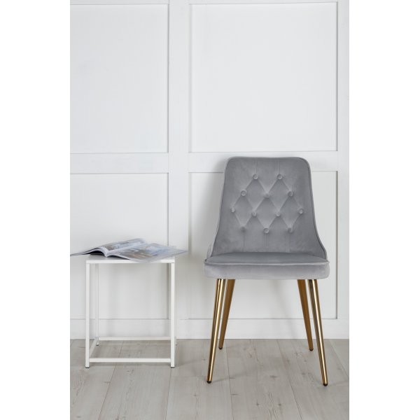 Alice Deluxe spisestol - Lysegr/messing