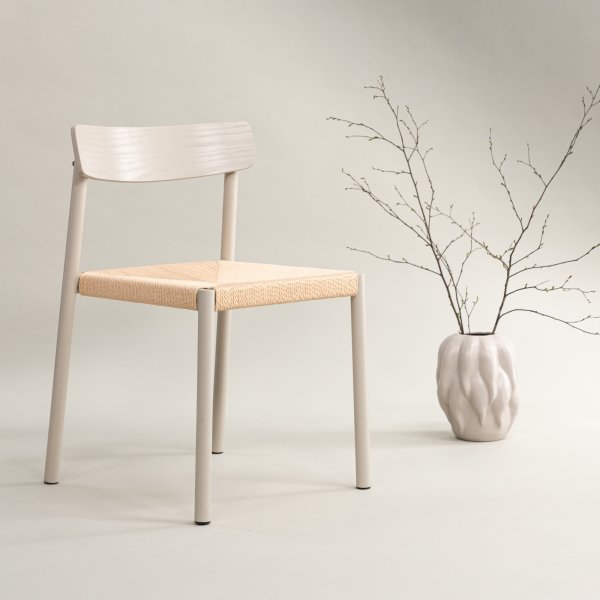 Spisestol med rottingsete - Greige Spisestol med rottingsete - Greige