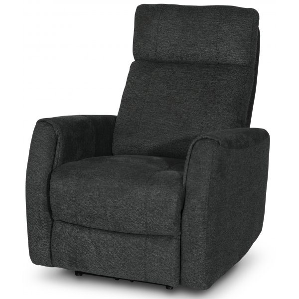 Enjoy Elof El-Recliner - Lenestol i mrkegrtt stoff + Mbelftter