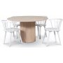 Pose spisegruppe: Bord 130 cm inkludert 4 stk hvite karmstoler - Whitewash