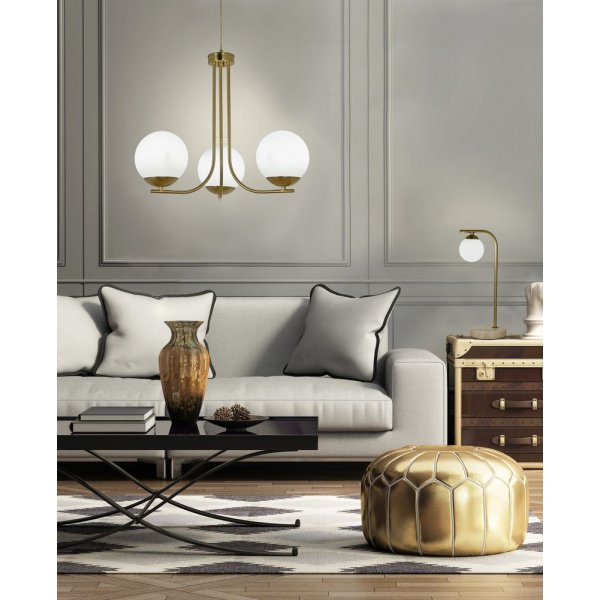 Taklampe Orfeus - Matt messing / opalhvit