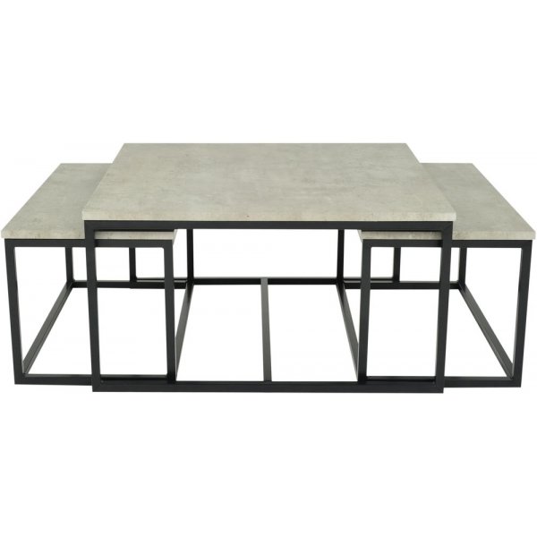 Thorborg salongbord sett - Betongimitasjon/metall Thorborg salongbord sett - Betongimitasjon/metall
