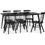 Dipp spisegruppe; spisebord, 180x90 cm med 6 svarte Orust pinnestoler
