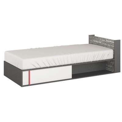 Jacklyn seng med oppbevaring 90 x 200 cm - Hvit/graphite - Hyrevendt