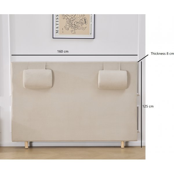 Sengegavl med nakkeputer 160 x 125 cm - Beige