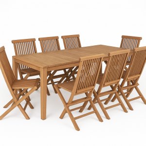 Spisegruppe med 8 stoler og spisebord 210 x 90 cm heltre teak - Saltö Spisegruppe med 8 stoler og spisebord 210 x 90 cm heltre teak - Saltö