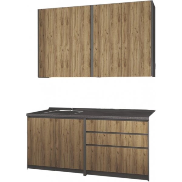 Id komplett kjkken 180 cm - Hndverk eik/antrasitt