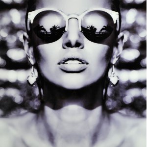 Glassbilde Woman with sunglasses - Glass