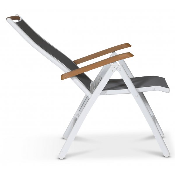 Ekenäs posisjonsstol, hvit aluminium - Grå / Eik-polywood Ekenäs posisjonsstol, hvit aluminium - Grå / Eik-polywood