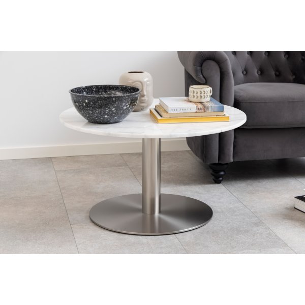 Corby salongbord Ø80 cm - Hvit/nikkel Corby salongbord Ø80 cm - Hvit/nikkel