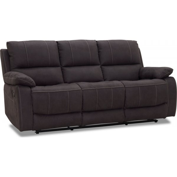 Texas manuell 3-seters reclinersofa - Grå stoff Texas manuell 3-seters reclinersofa - Grå stoff