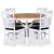Tromsø spisegruppe; rundt spisebord 120 cm - Hvit / oljet eik med 4 Fårö stoler med kryss i ryggen, sete i svart PU