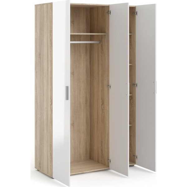 Pepe garderobeskap med 3 dører - Eik/hvit Pepe garderobeskap med 3 dører - Eik/hvit