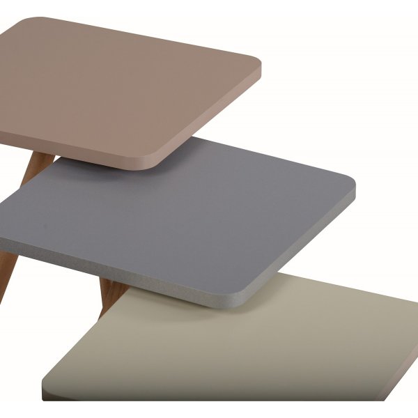 Trippelsett bord 34 x 34 cm - Cappuccino/grå/krem Trippelsett bord 34 x 34 cm - Cappuccino/grå/krem