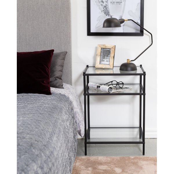 Nattbord Tiffany Inca - Svart / Glass Nattbord Tiffany Inca - Svart / Glass