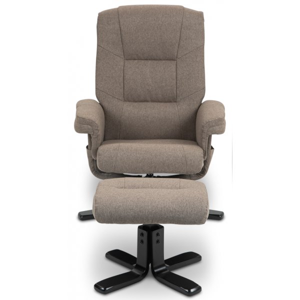 Oslo hvilestol med krakk i mørk beige stoff Oslo hvilestol med krakk i mørk beige stoff