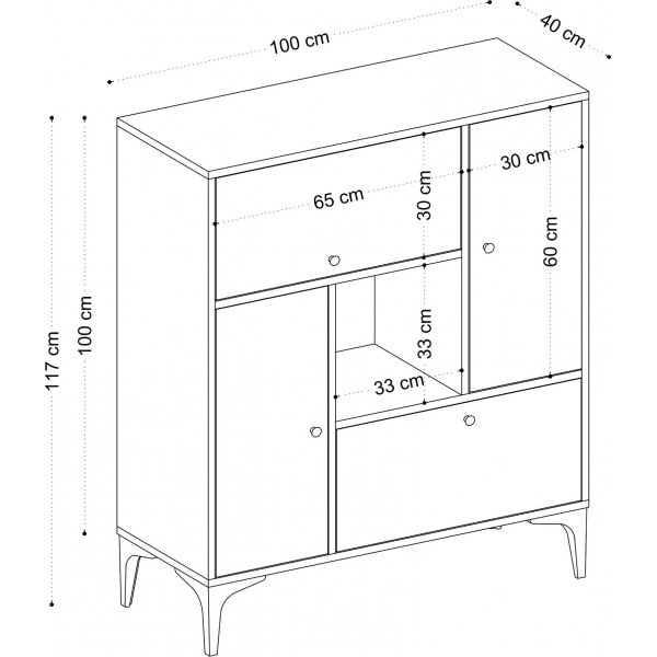 Pera skap - Safir eik/sort