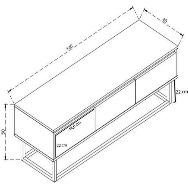Tilsim mediebenk, 140 cm - Svart/furu