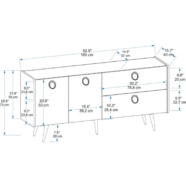 Linette skjenk - Lys valnøtt Linette skjenk - Lys valnøtt