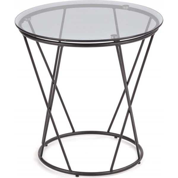 Luzon salongbord Ø50 cm - Røkt glass/sort Luzon salongbord Ø50 cm - Røkt glass/sort