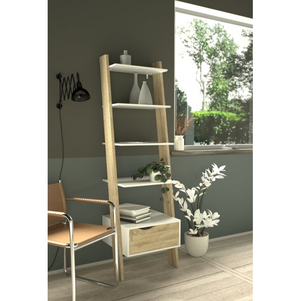 Oslo trinnhylle - Hvit/eik