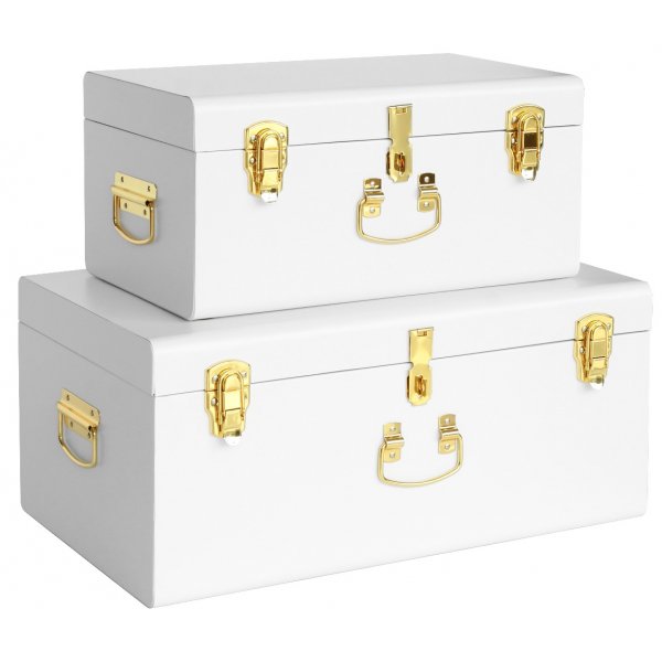 Matteus koffert X 2 (hvit | messing) + Møbelføtter Matteus koffert X 2 (hvit | messing) + Møbelføtter