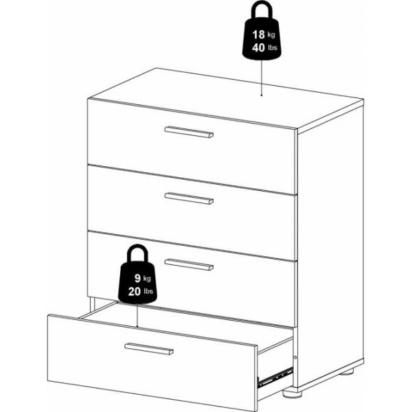 Pepe bred kommode med 4 skuffer - Valn�tt