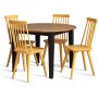 Dalsland spisegruppe: Rundt bord i Eik/Sort med 4 gule stokkstoler Dalsland spisegruppe: Rundt bord i Eik/Sort med 4 gule stokkstoler