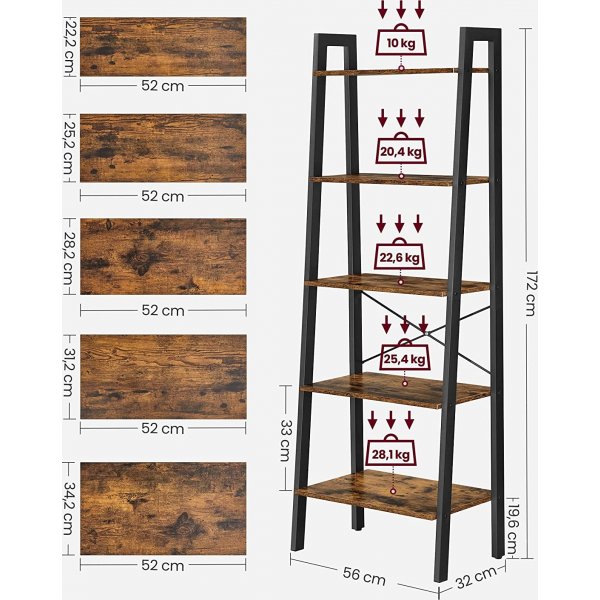 Petter trinnhylle 172 cm - Brun/svart Petter trinnhylle 172 cm - Brun/svart