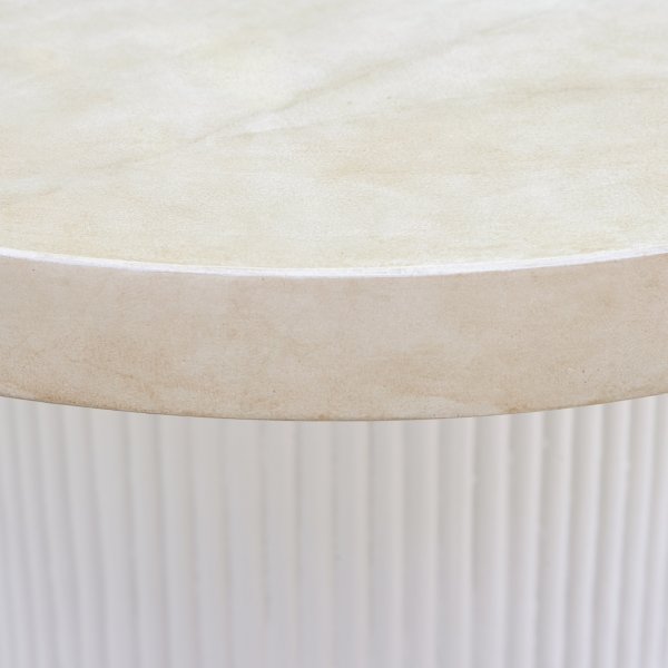 Merca rundt utendrs salongbord 80 cm - Fiberbetong / Travertintrykk