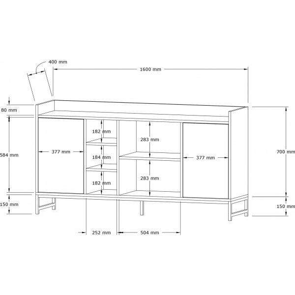 Vicke skjenk - Safir/svart