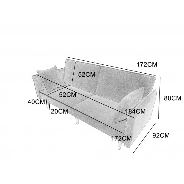 Sovesofa Signe - Lys brun - 180 cm Sovesofa Signe - Lys brun - 180 cm