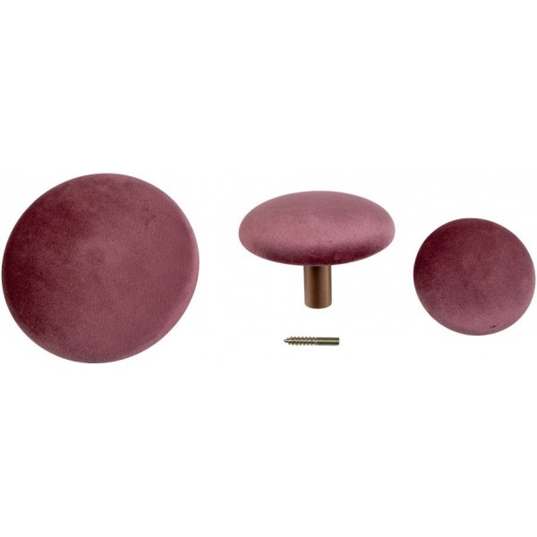 Giza Veggknapper for oppheng - Rosa / messing - 3 stk