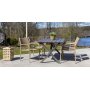 Scottsdale utespisegruppe med 4 stk karmstoler (stablebare) og spisebord 150 cm - Natur