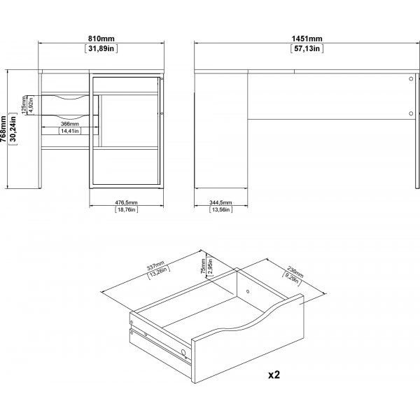 Function Plus skrivebord 145,1 x 81 x 76,8 cm - Valnøtt Function Plus skrivebord 145,1 x 81 x 76,8 cm - Valnøtt