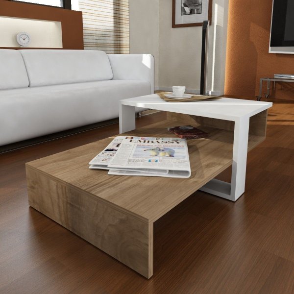 Charm salongbord - Hvit/valntt