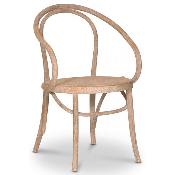 Skagen spisegruppe; rundt spisebord 120 cm - Hvit / brunbeiset eik med 4 stk Danderyd No.30 stoler whitewash