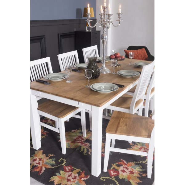 Spisebord 180x90 cm - hvit / oljet eik Spisebord 180x90 cm - hvit / oljet eik