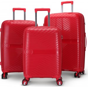 Oslo rd koffert med kodels sett med 3 kabinvesker