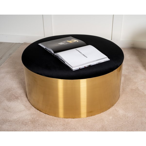 Puff puff Ø75 cm - Sort/messing Puff puff Ø75 cm - Sort/messing