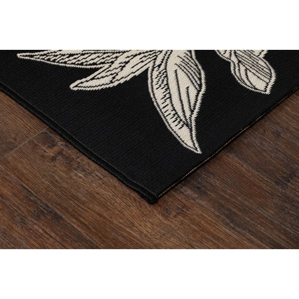 Domani Flower flatvevd teppe Svart Domani Flower flatvevd teppe Svart