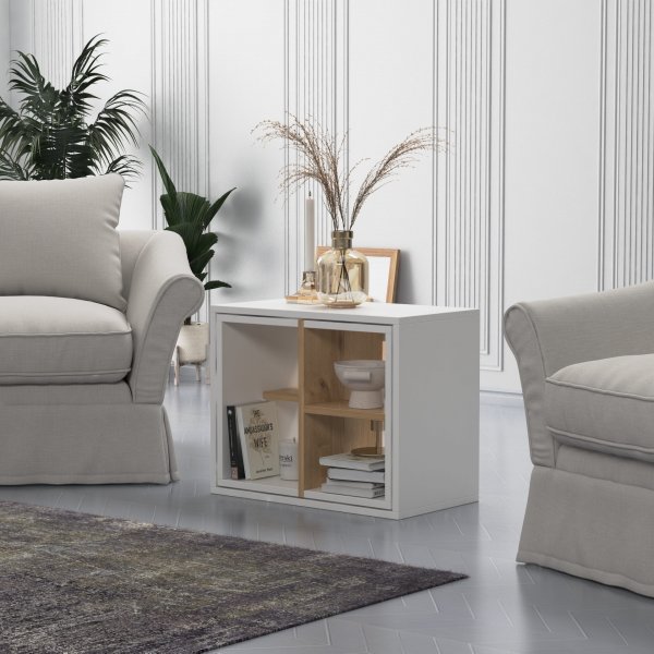 Bizayni spillebord 62x34 | 27x32 | 27x32 cm - Hvit/eik