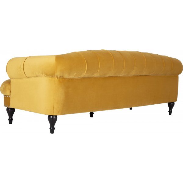 Oxford deluxe 3-seter chesterfield - Lvegul (flyel)