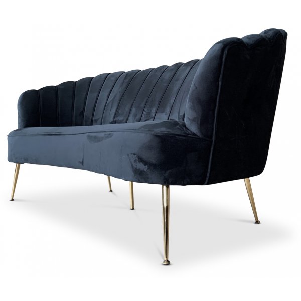 Snäckan 3-seter sofa - Svart fløyel / Messing Snäckan 3-seter sofa - Svart fløyel / Messing