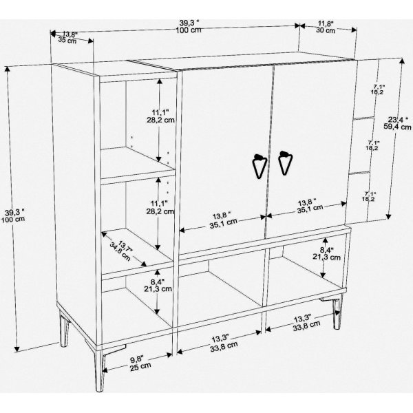Platinaskap - Sort/valnøtt Platinaskap - Sort/valnøtt