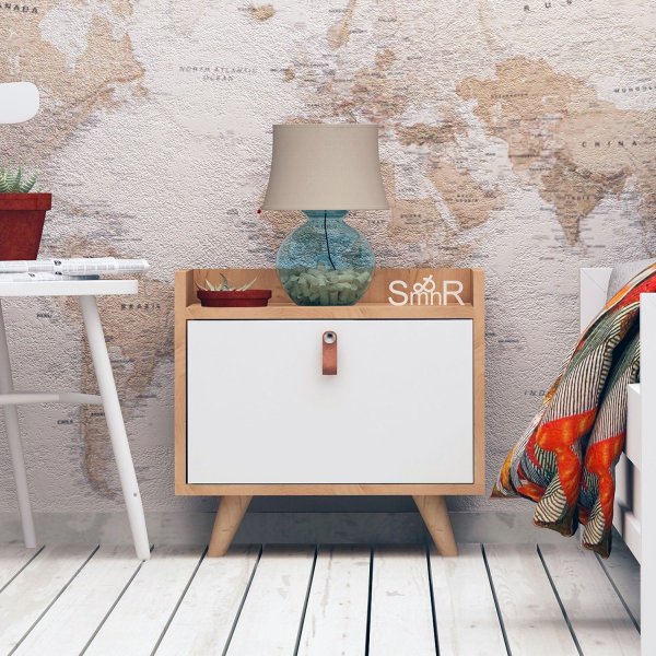 Doro nattbord - Eik/hvit Doro nattbord - Eik/hvit